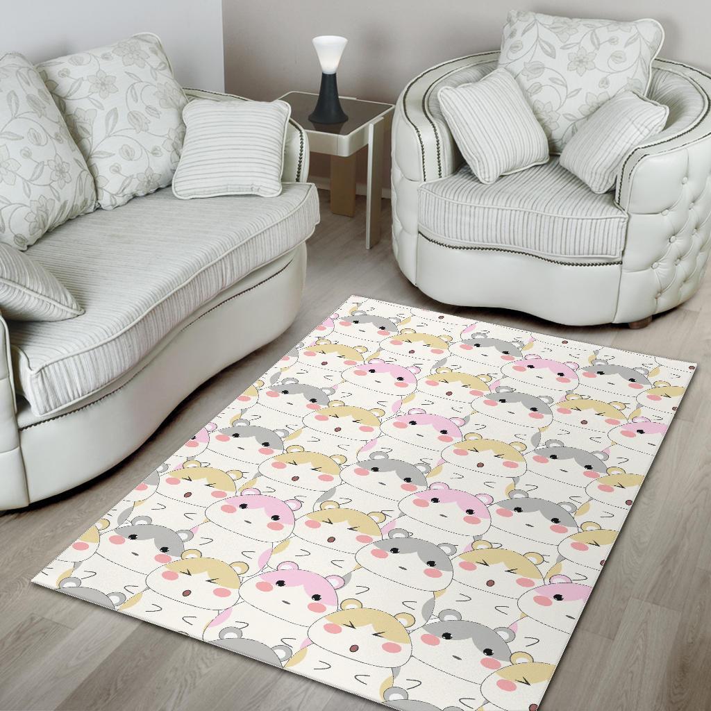 Cute Hamster Pattern Print Floor Mat-grizzshop