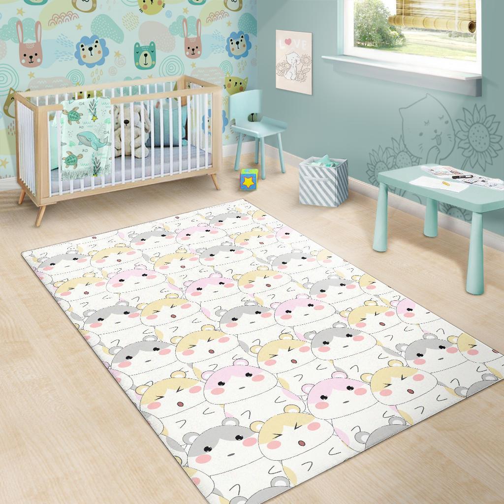 Cute Hamster Pattern Print Floor Mat-grizzshop