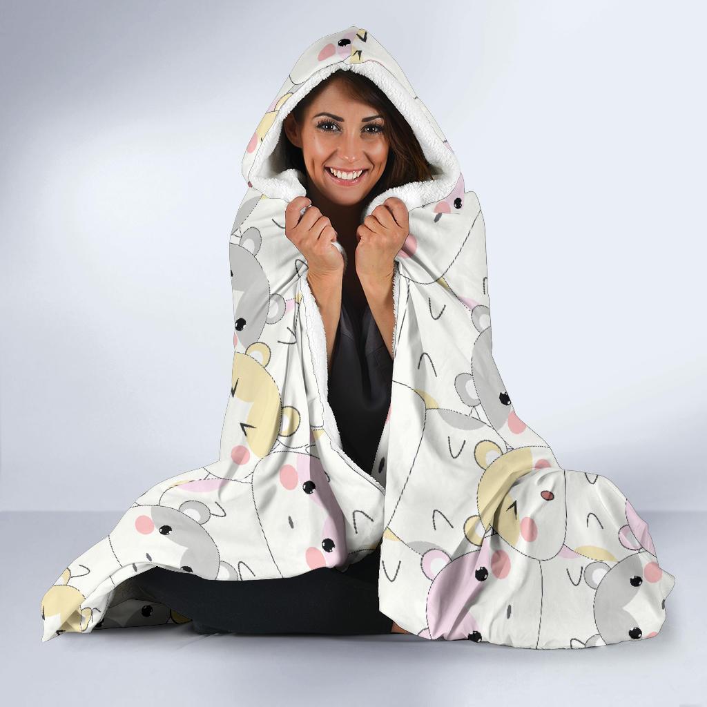 Cute Hamster Pattern Print Hooded Blanket-grizzshop