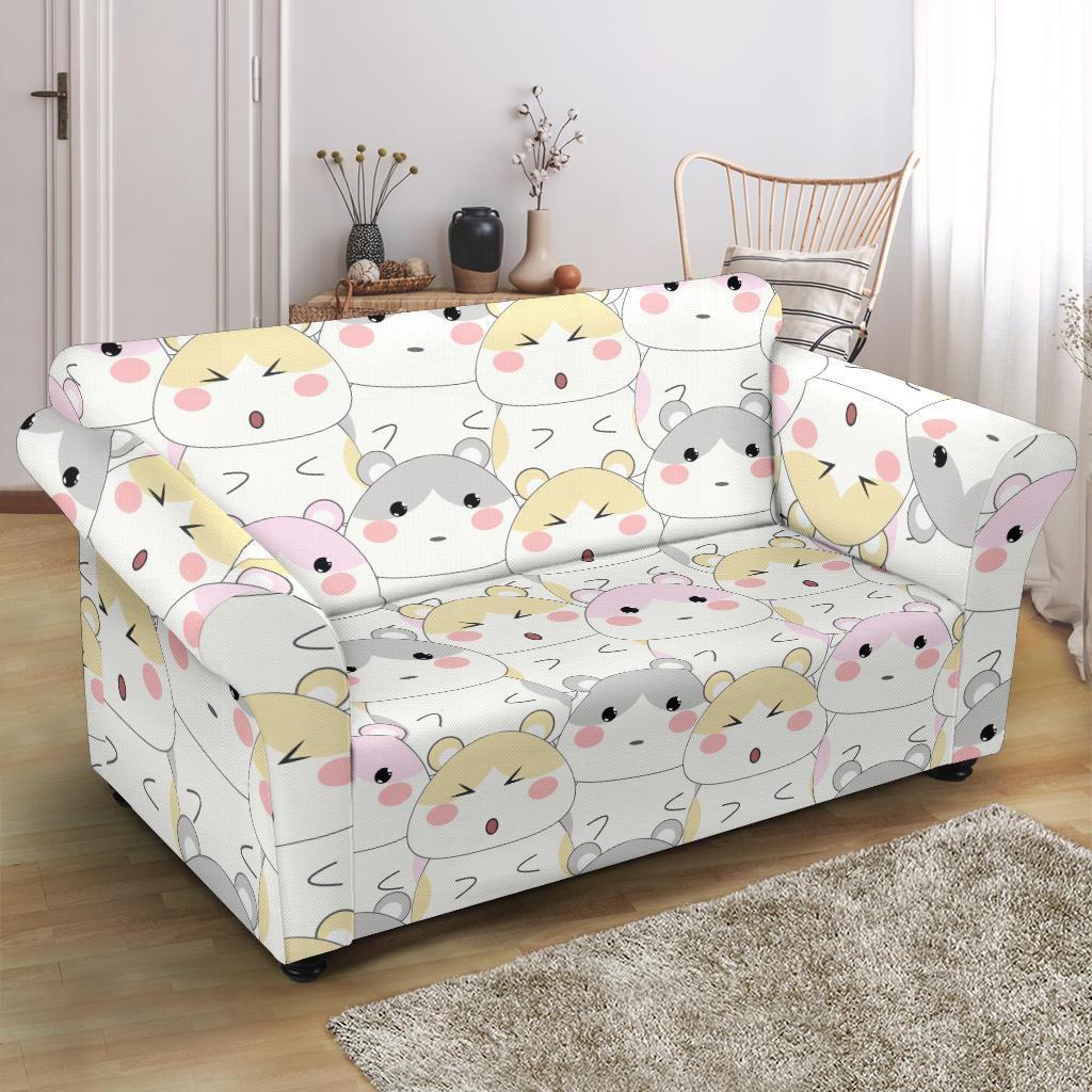 Cute Hamster Pattern Print Loveseat Cover-grizzshop