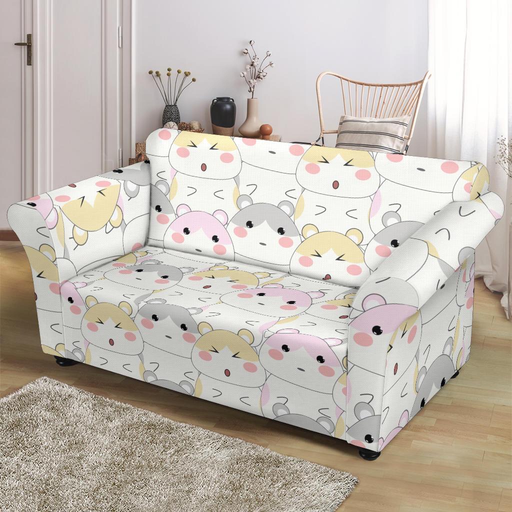 Cute Hamster Pattern Print Loveseat Cover-grizzshop