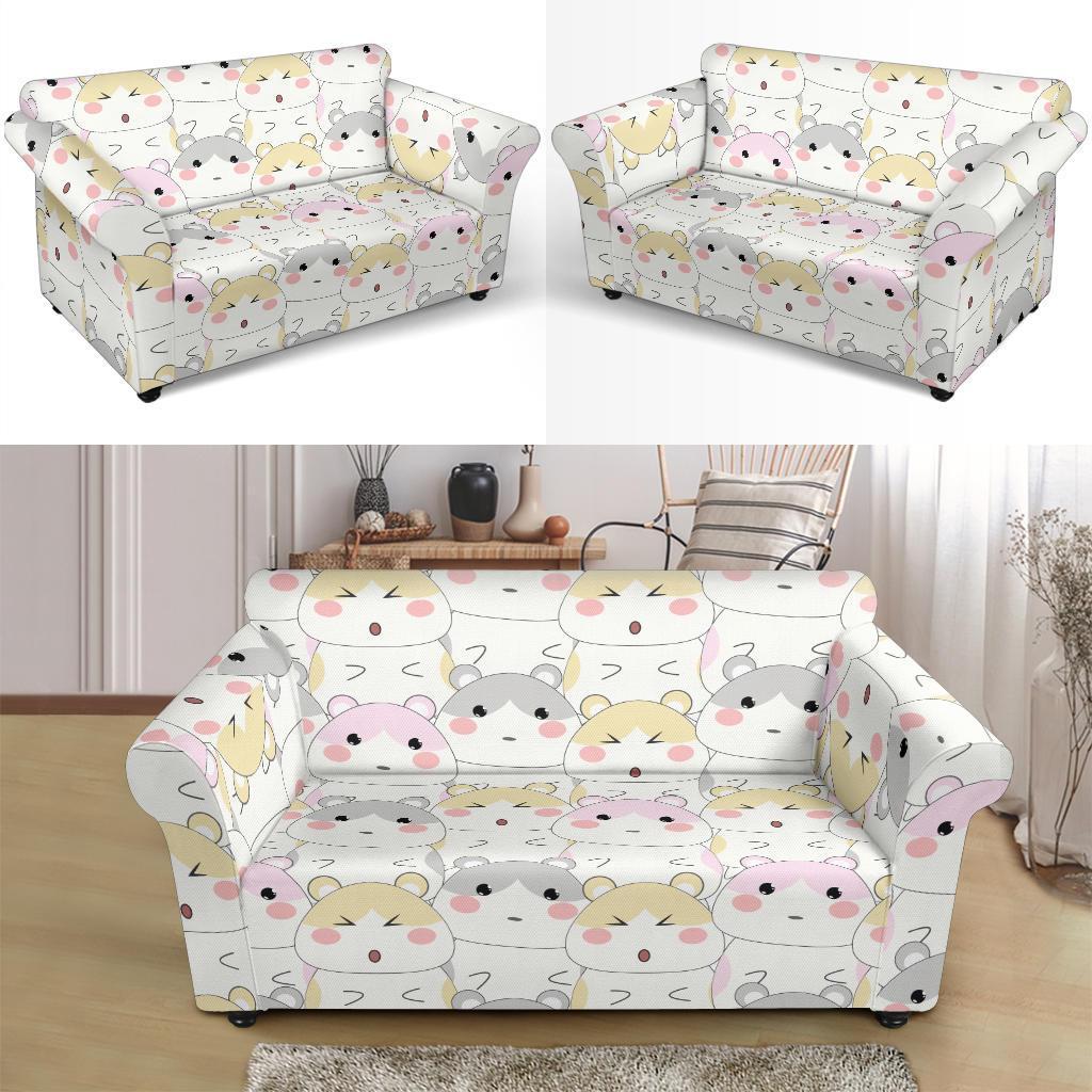 Cute Hamster Pattern Print Loveseat Cover-grizzshop