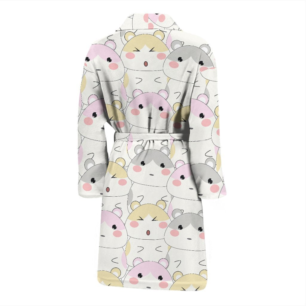 Cute Hamster Pattern Print Men Long Robe-grizzshop