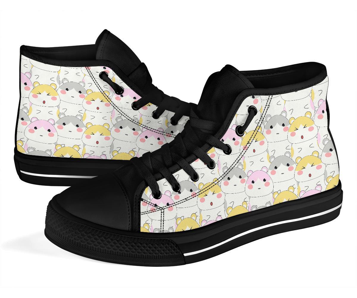 Cute Hamster Pattern Print Men Women's High Top Shoes-grizzshop