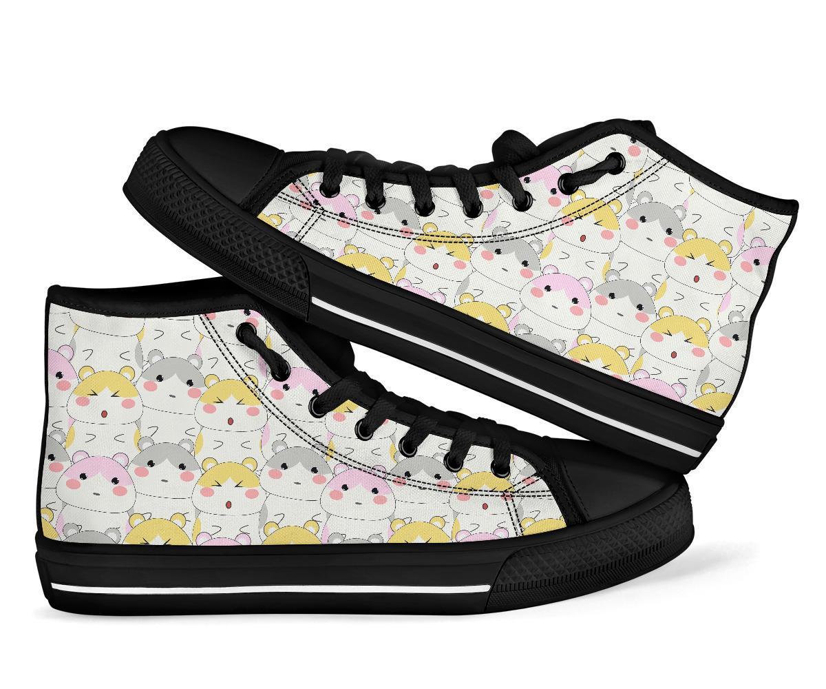 Cute Hamster Pattern Print Men Women's High Top Shoes-grizzshop