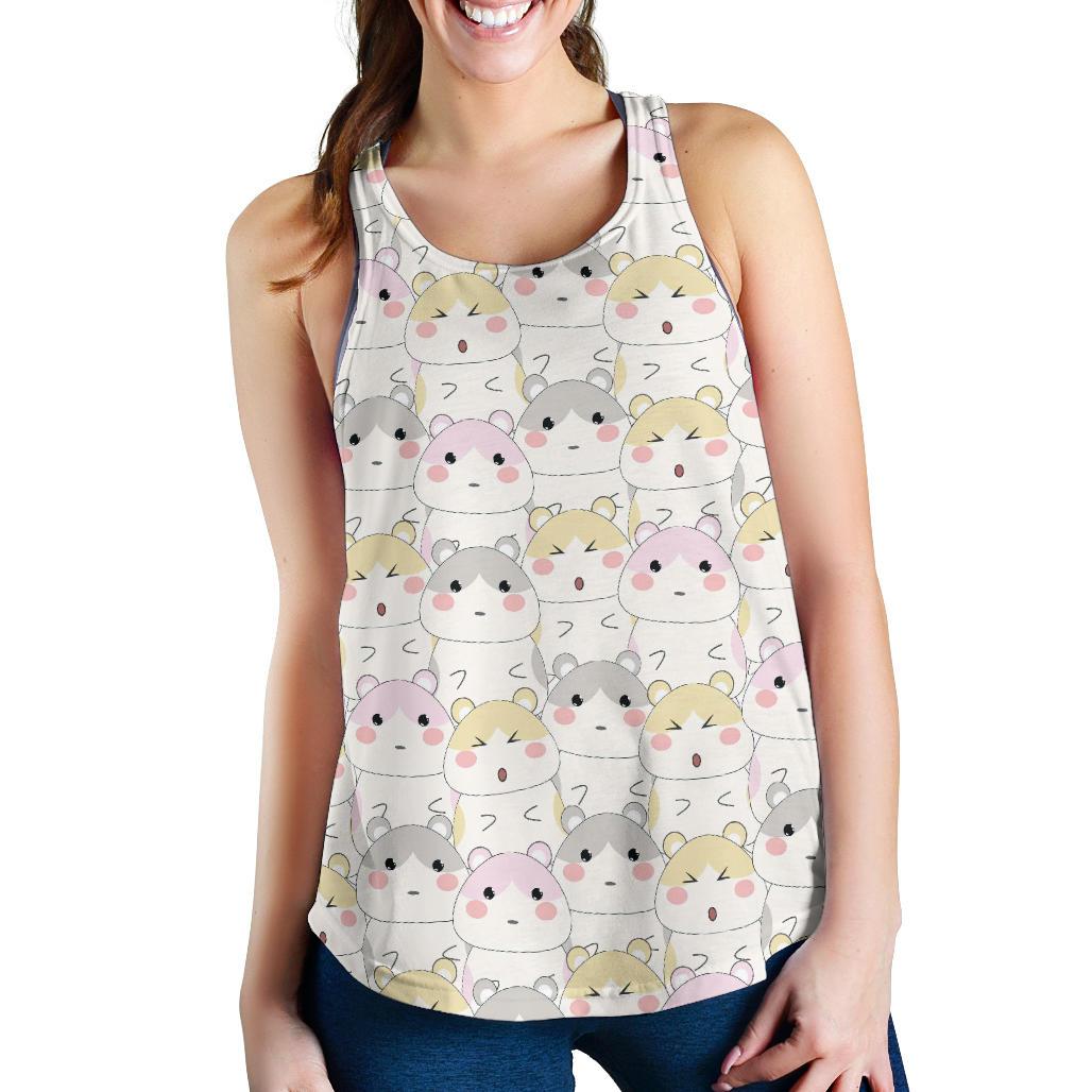 Cute Hamster Pattern Print Racerback Tank Tops-grizzshop