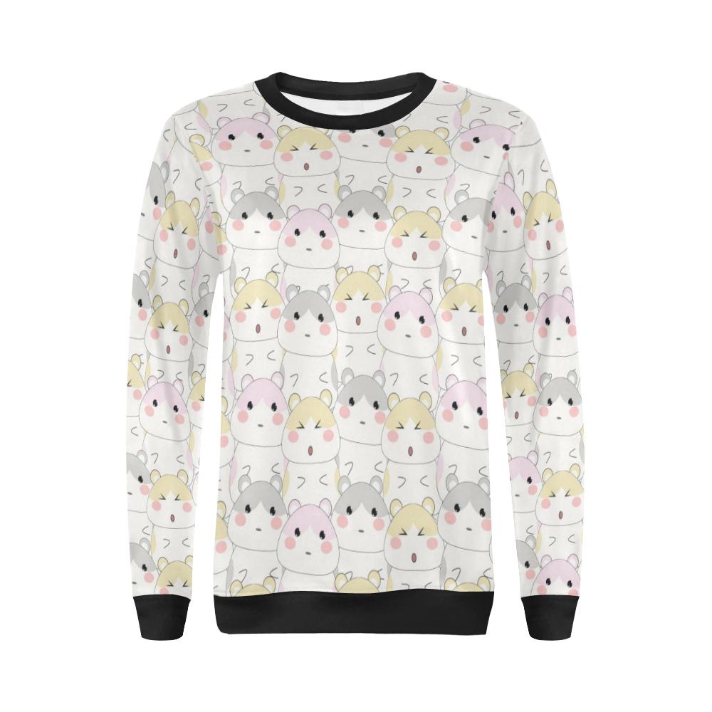 Cute Hamster Pattern Print Women Crewneck Sweatshirt-grizzshop