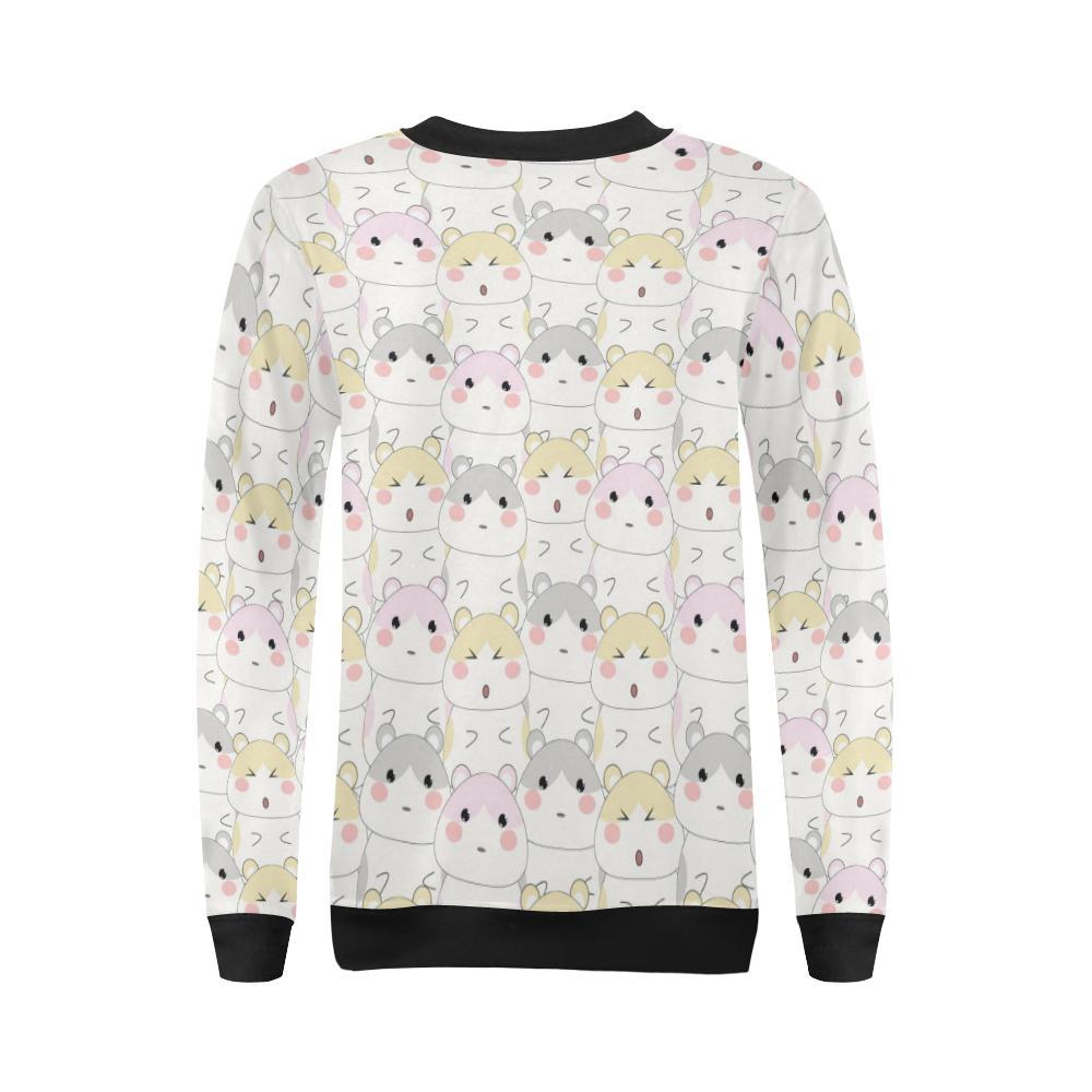 Cute Hamster Pattern Print Women Crewneck Sweatshirt-grizzshop