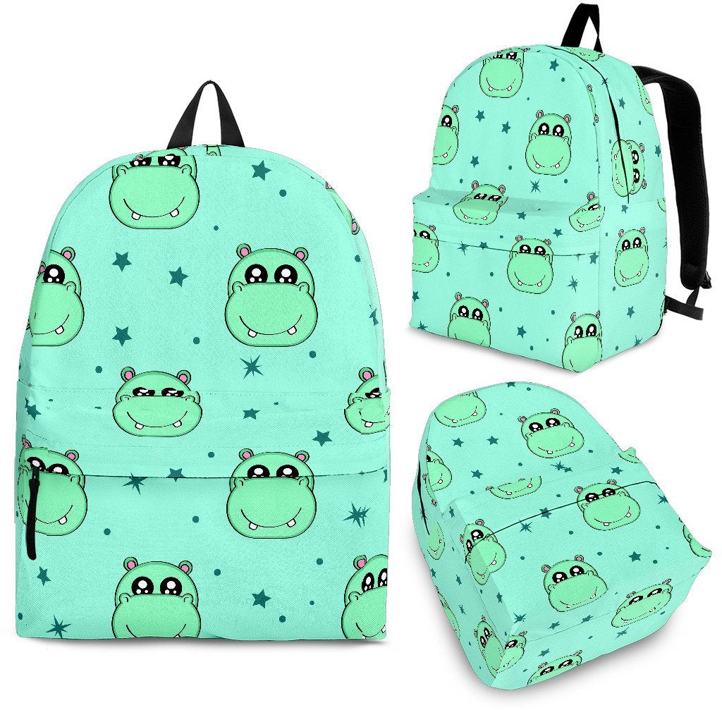 Cute Hippo Pattern Print Backpack-grizzshop