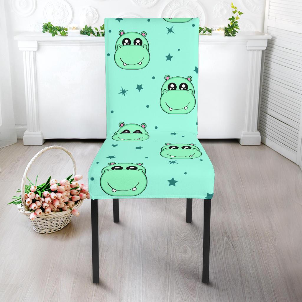 Cute Hippo Pattern Print Chair Cover-grizzshop