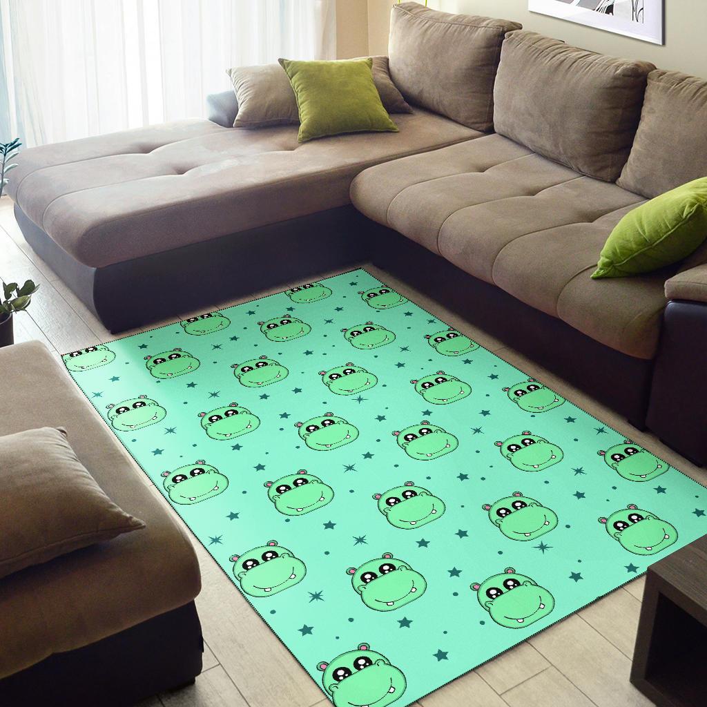 Cute Hippo Pattern Print Floor Mat-grizzshop