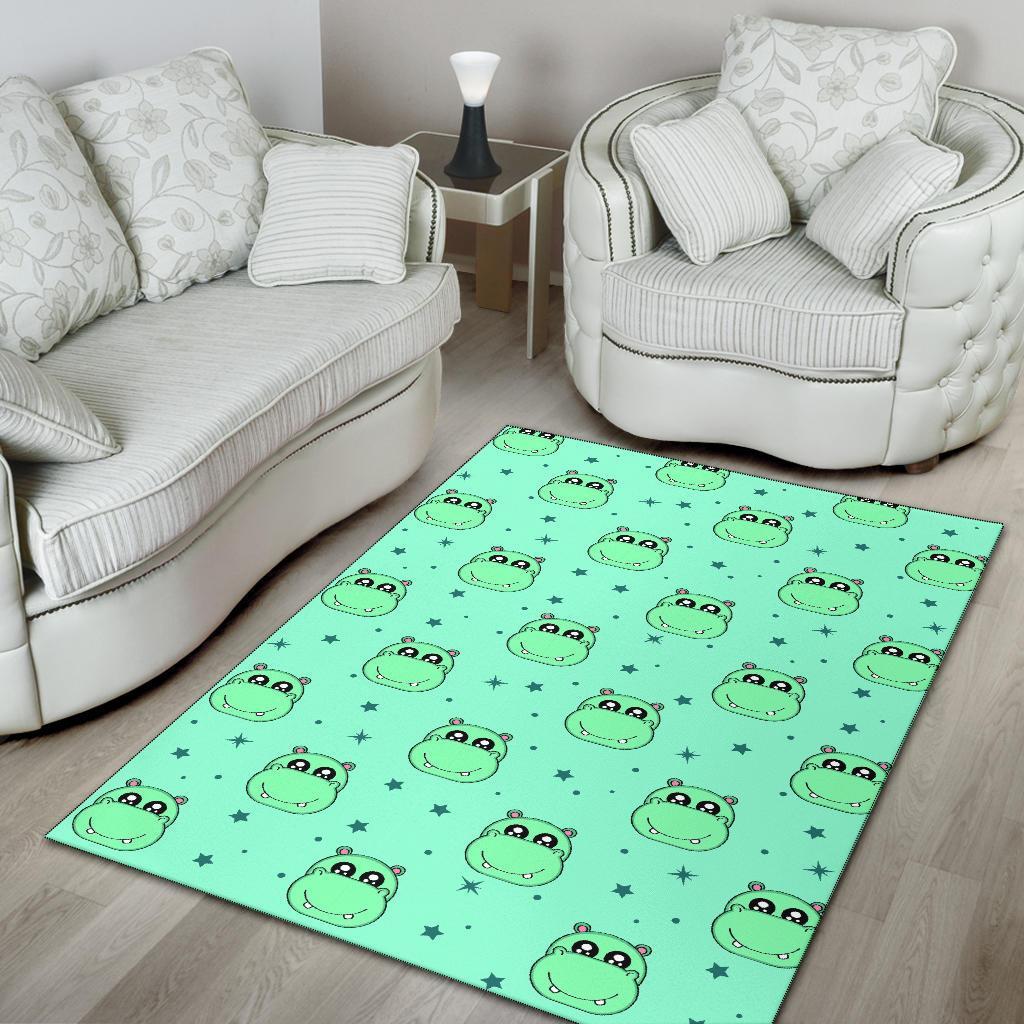 Cute Hippo Pattern Print Floor Mat-grizzshop