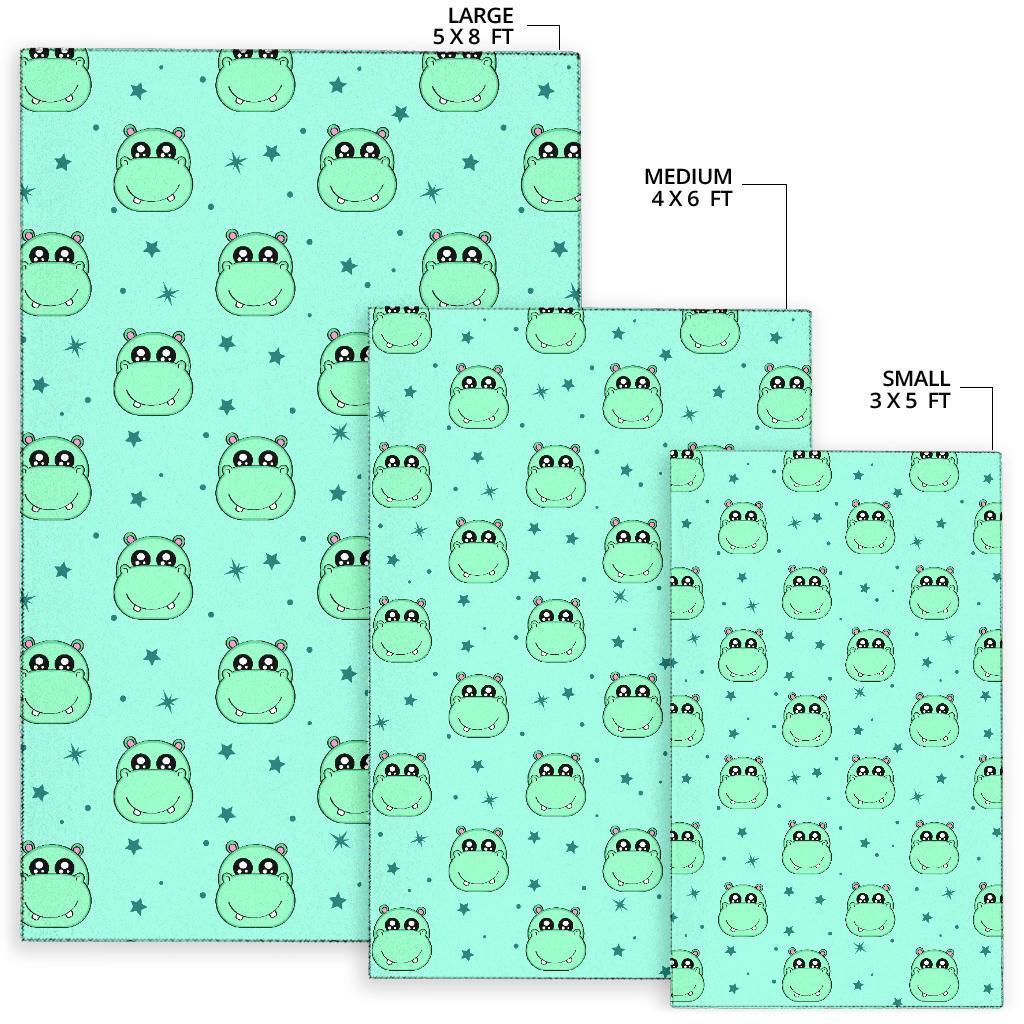 Cute Hippo Pattern Print Floor Mat-grizzshop