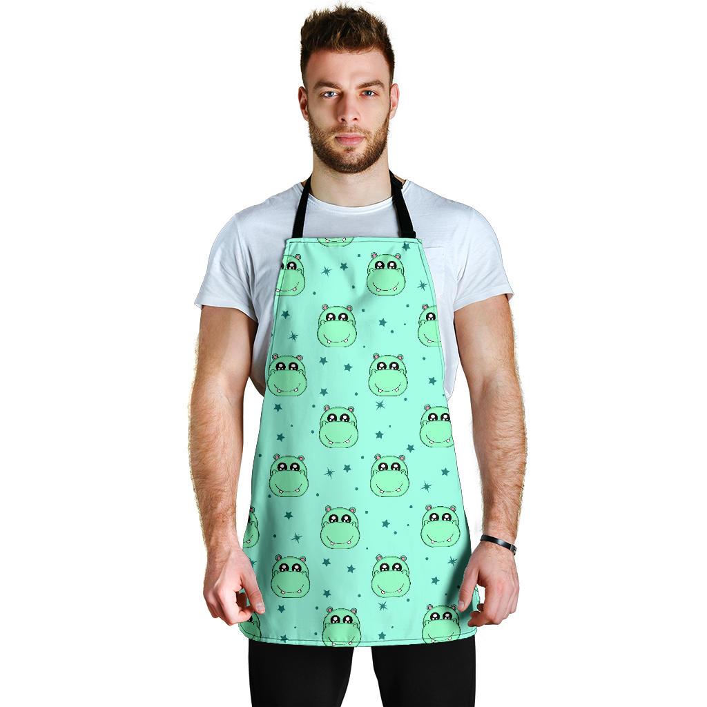 Cute Hippo Pattern Print Men's Apron-grizzshop