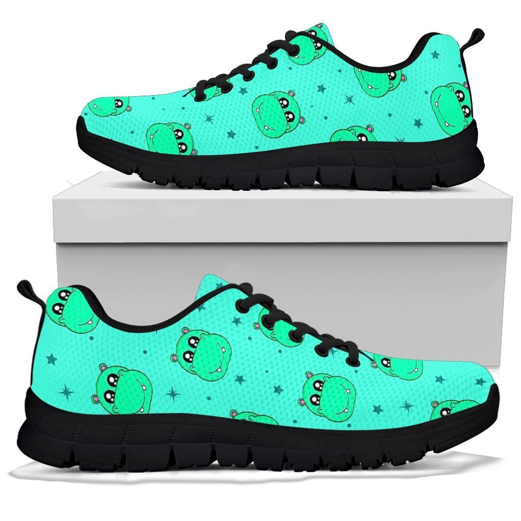 Cute Hippo Pattern Print Sneaker Shoes For Men Women-grizzshop