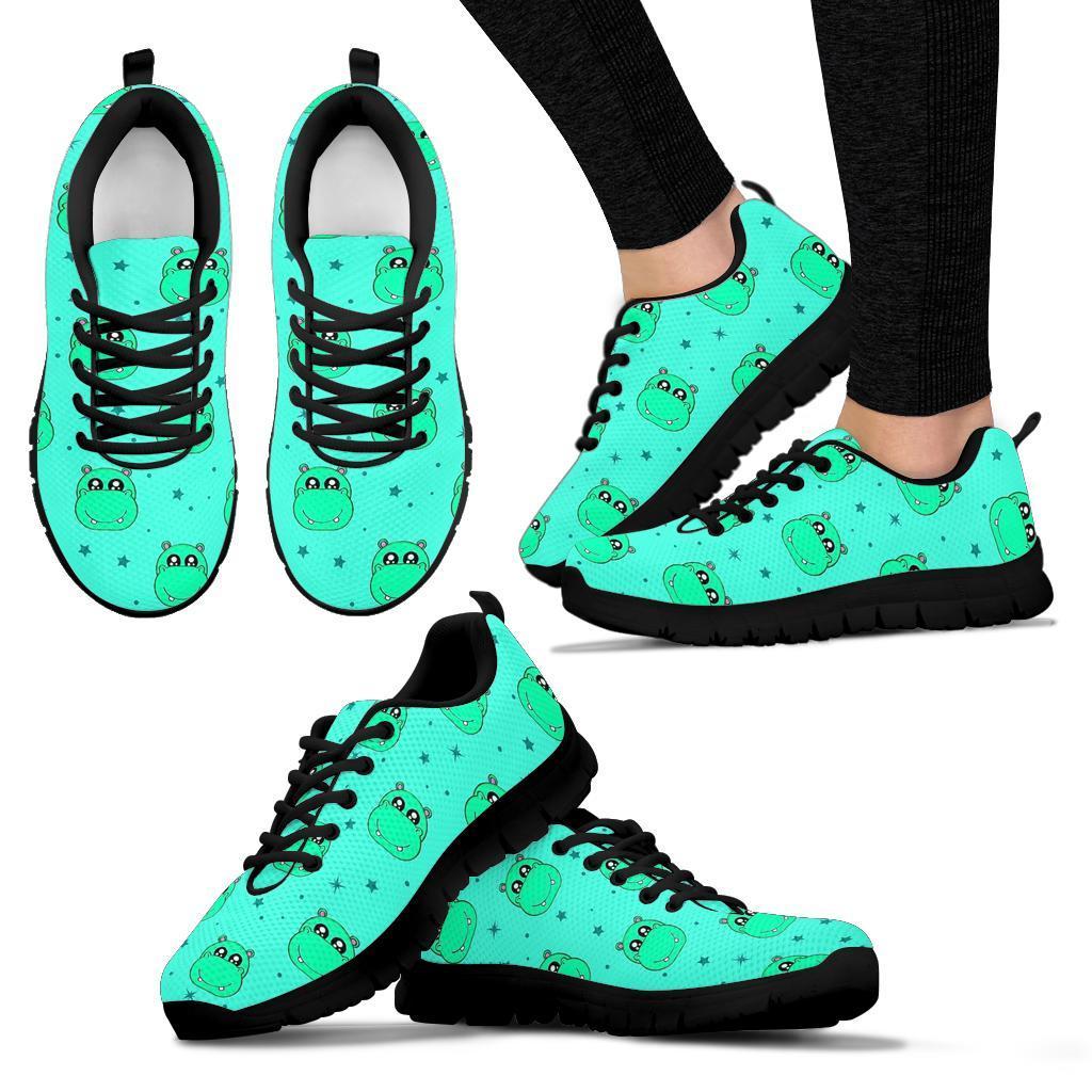 Cute Hippo Pattern Print Sneaker Shoes For Men Women-grizzshop