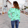 Cute Hippo Pattern Print Women Off Shoulder Sweatshirt-grizzshop