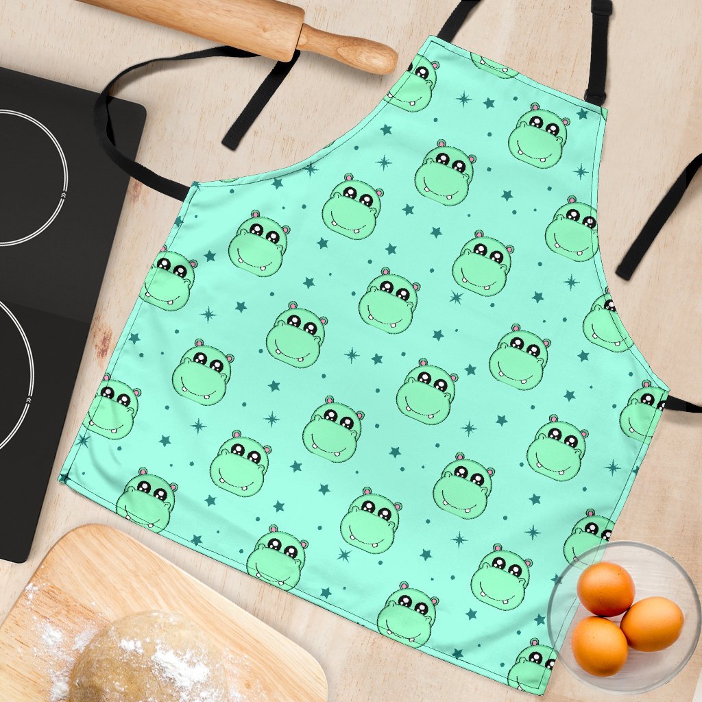 Cute Hippo Pattern Print Women's Apron-grizzshop