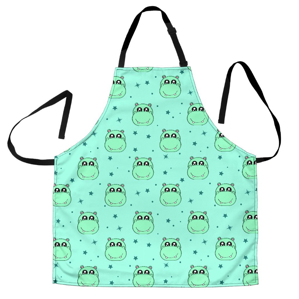 Cute Hippo Pattern Print Women's Apron-grizzshop