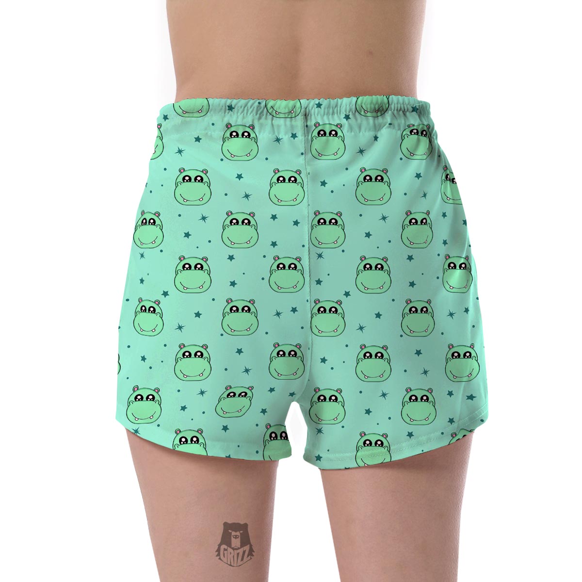 Cute Hippo Pattern Print Women's Shorts-grizzshop