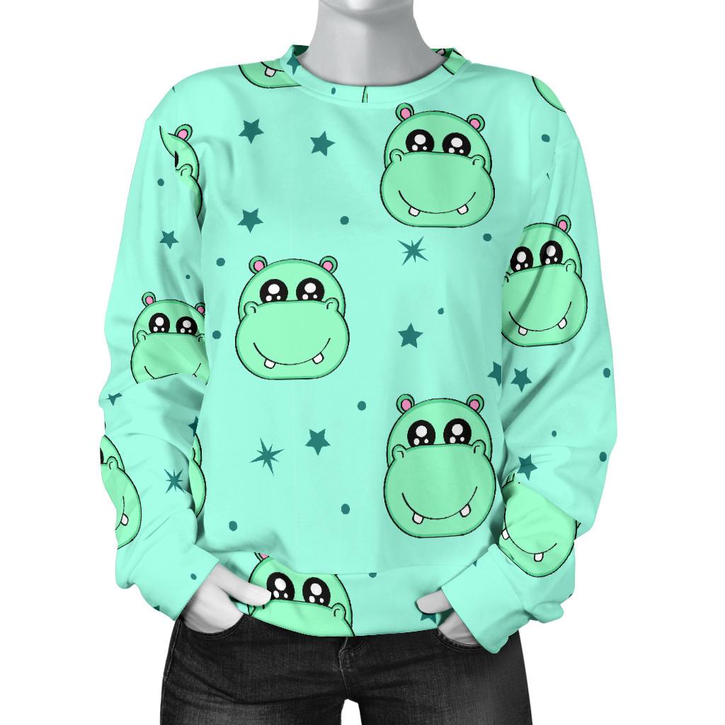 Cute Hippo Pattern Print Women's Sweatshirt-grizzshop