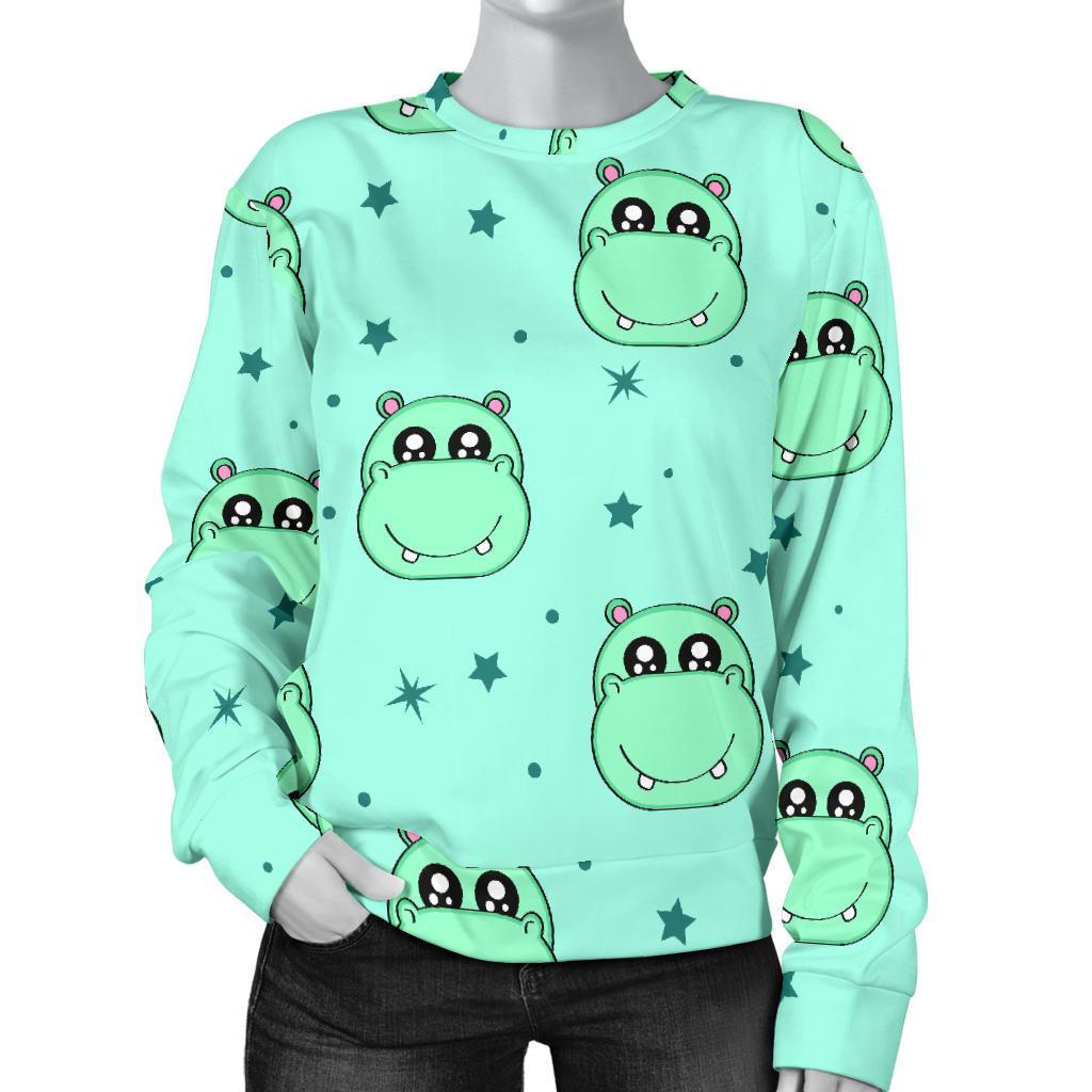 Cute Hippo Pattern Print Women's Sweatshirt-grizzshop