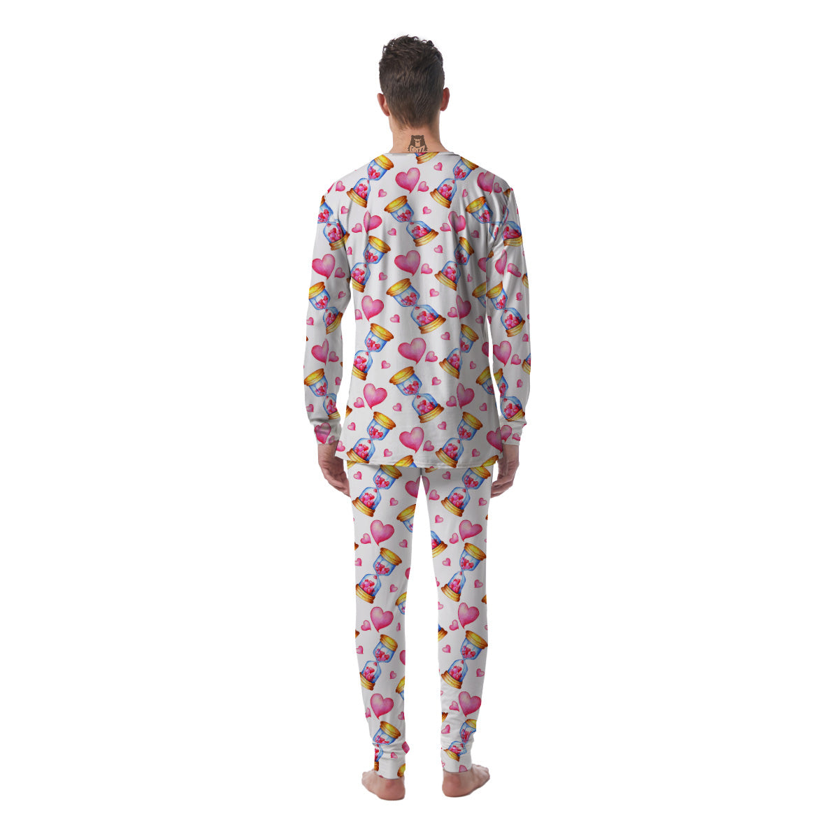 Cute Hourglass Hearts Print Pattern Men's Pajamas-grizzshop