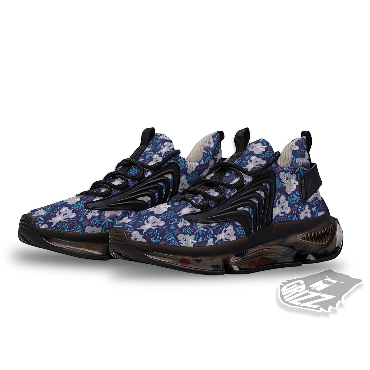 Cute Koala Print Pattern Black Gym Shoes-grizzshop