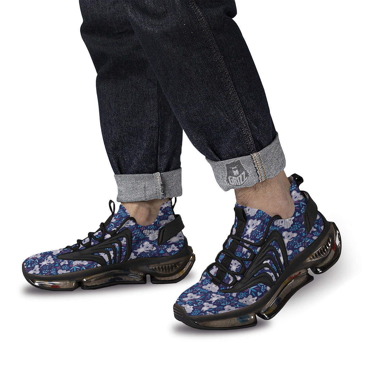 Cute Koala Print Pattern Black Gym Shoes-grizzshop