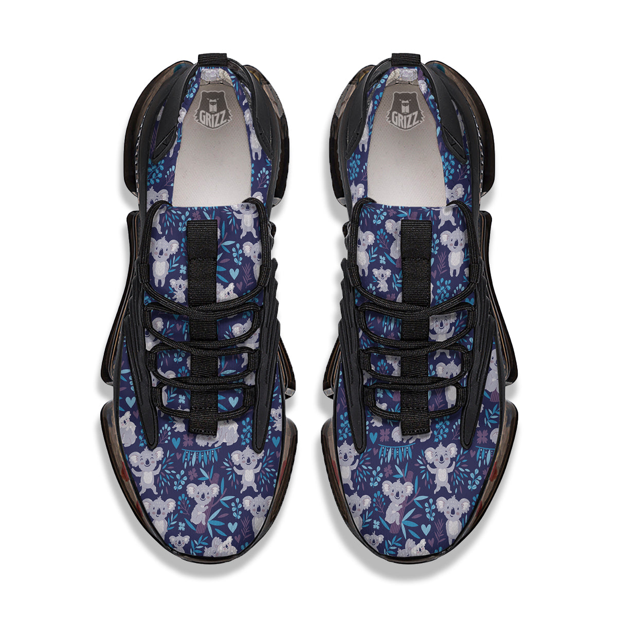 Cute Koala Print Pattern Black Gym Shoes-grizzshop