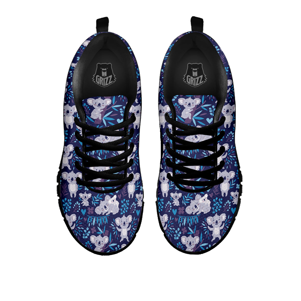 Cute Koala Print Pattern Black Sneaker-grizzshop