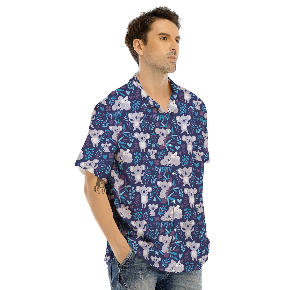 Cute Koala Print Pattern Men's Hawaiian Shirt-grizzshop