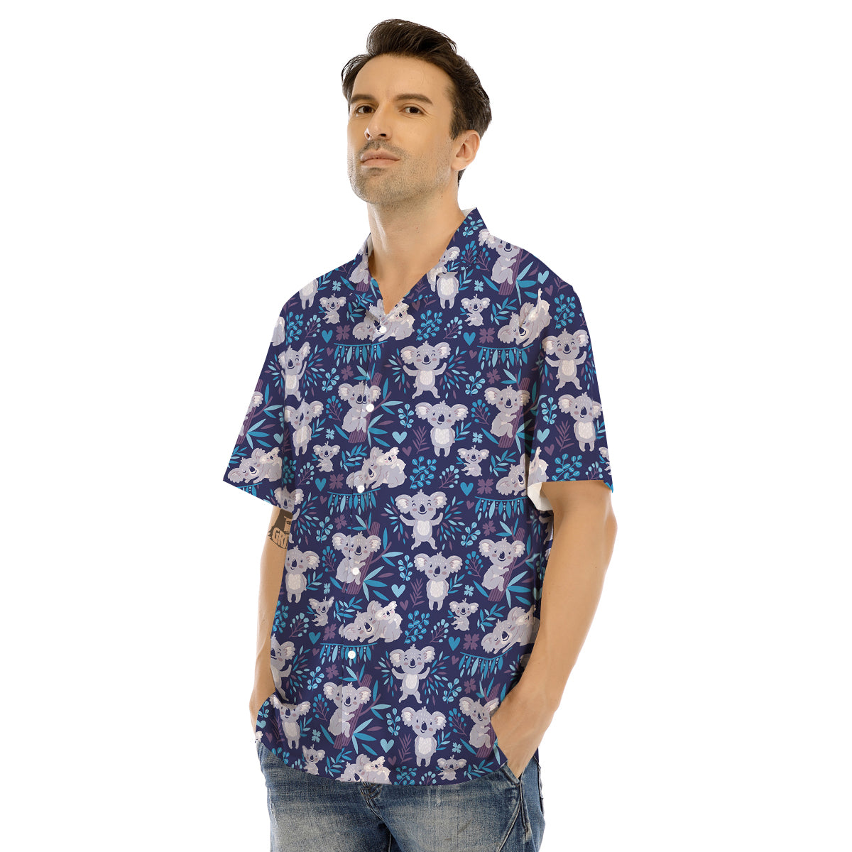 Cute Koala Print Pattern Men's Hawaiian Shirt-grizzshop