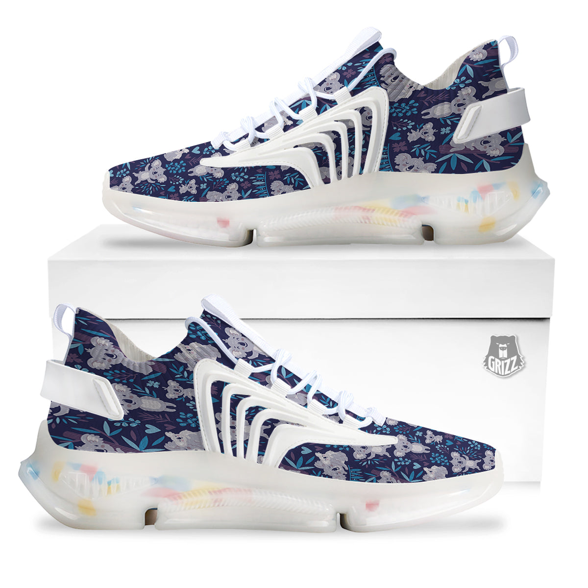 Cute Koala Print Pattern White Gym Shoes-grizzshop