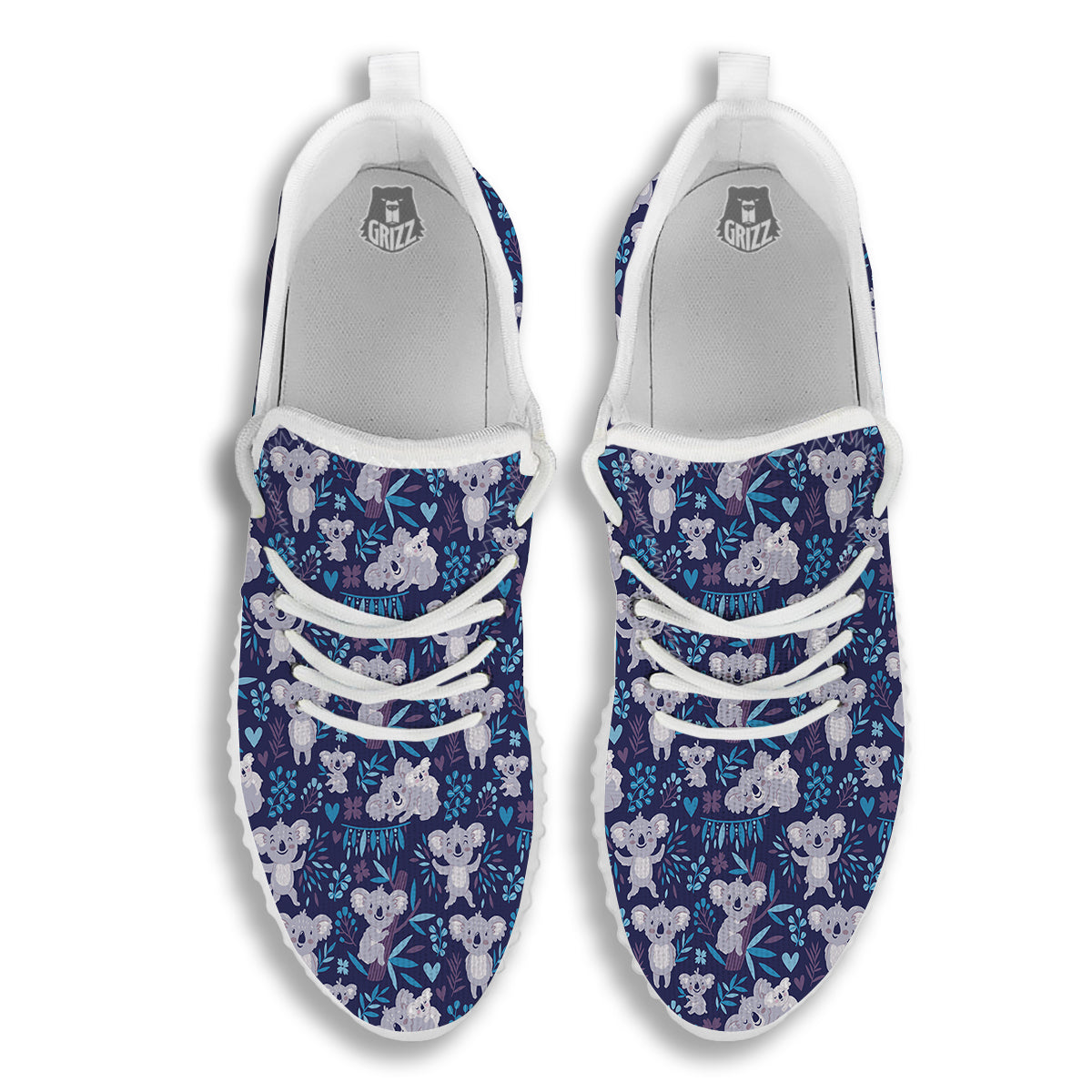 Cute Koala Print Pattern White Walking Shoes-grizzshop