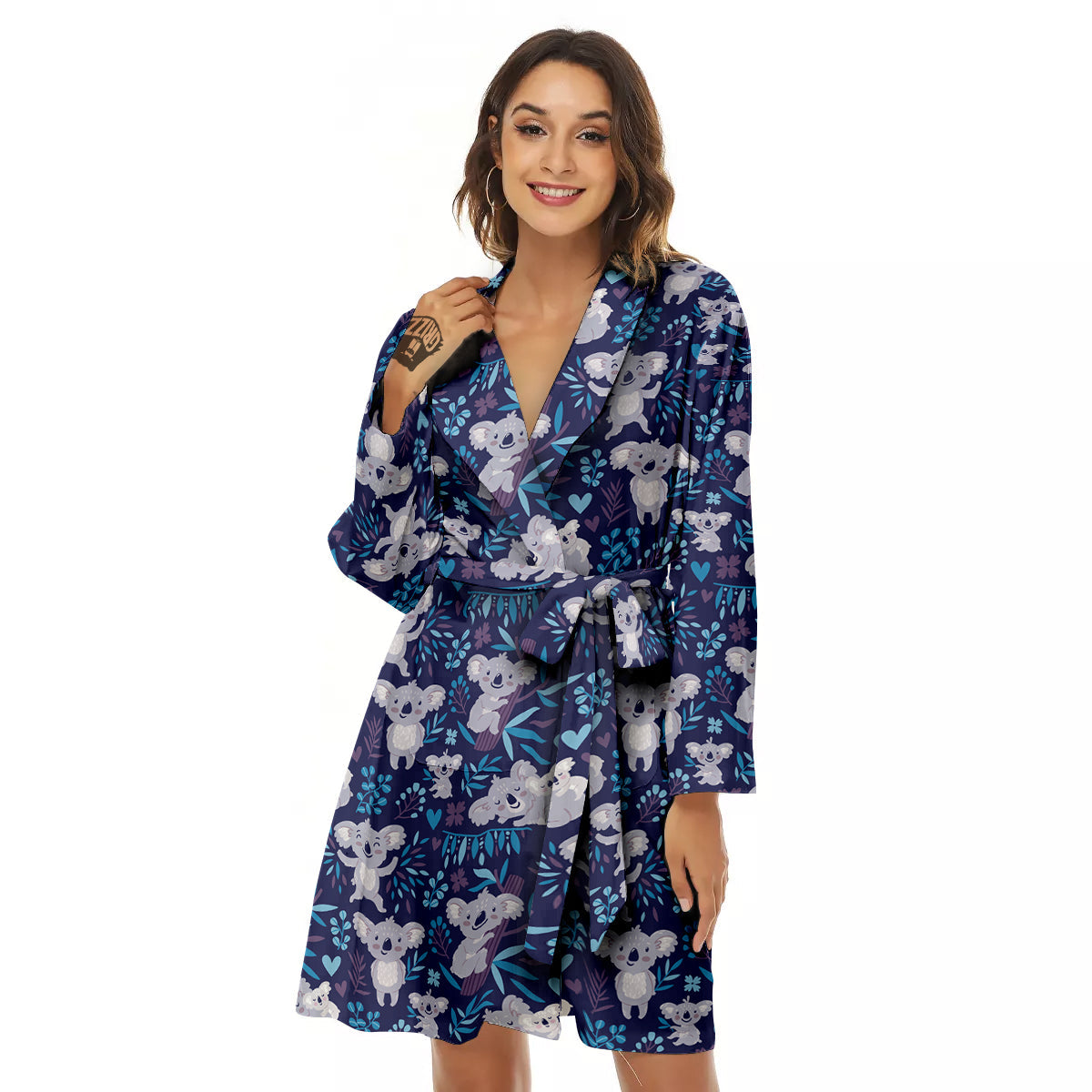 Cute Koala Print Pattern Women's Robe-grizzshop