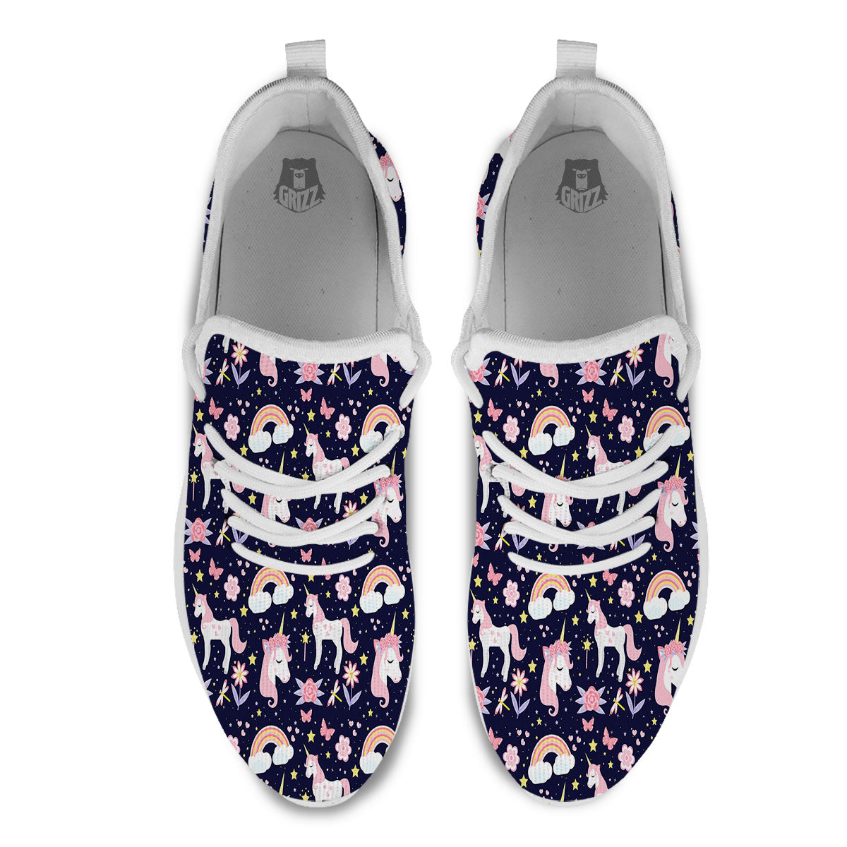 Cute Little Unicorn Print Pattern White Athletic Shoes-grizzshop