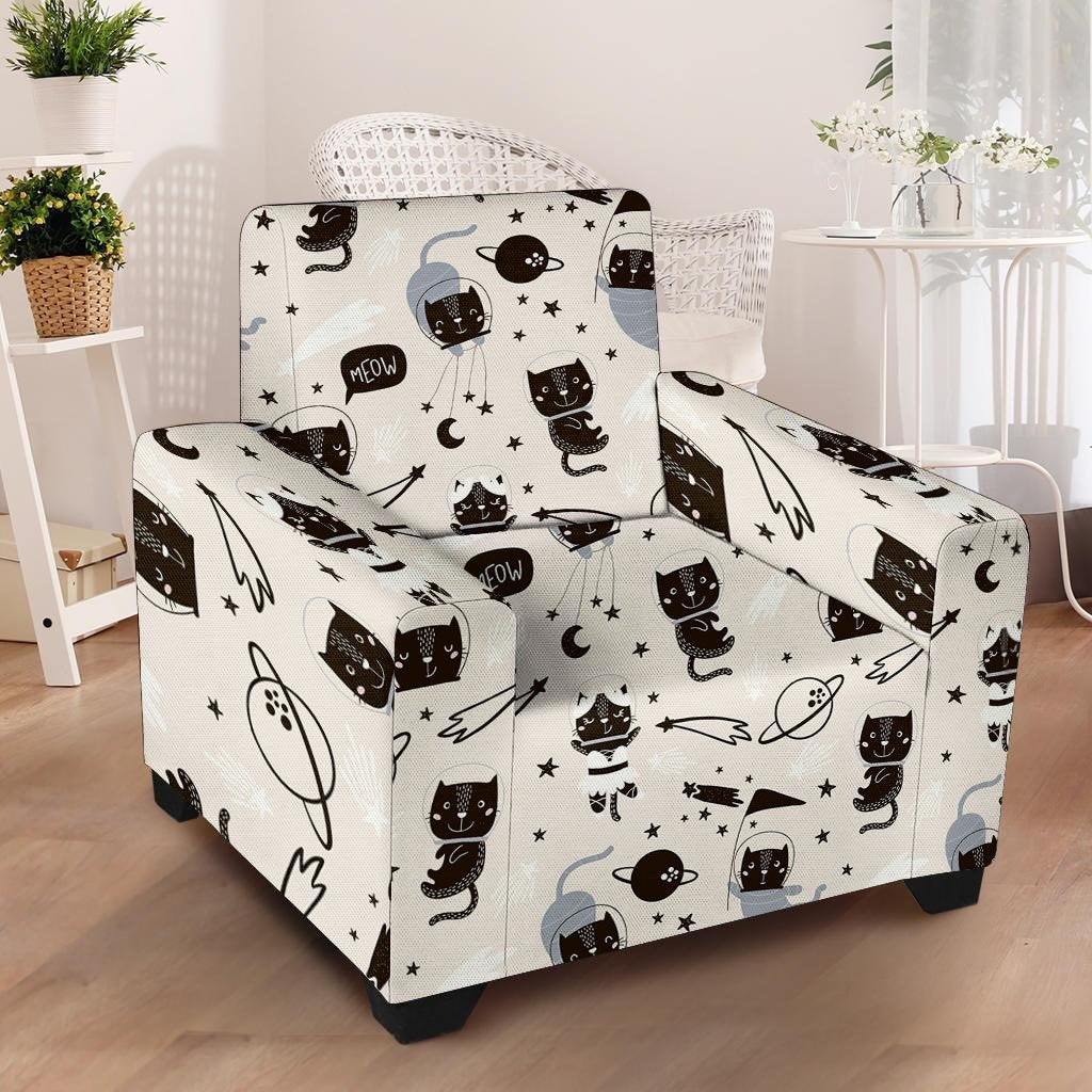 Cute Meow Astronaut Cat Print Armchair Cover-grizzshop