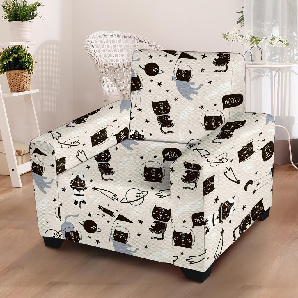 Cute Meow Astronaut Cat Print Armchair Cover-grizzshop