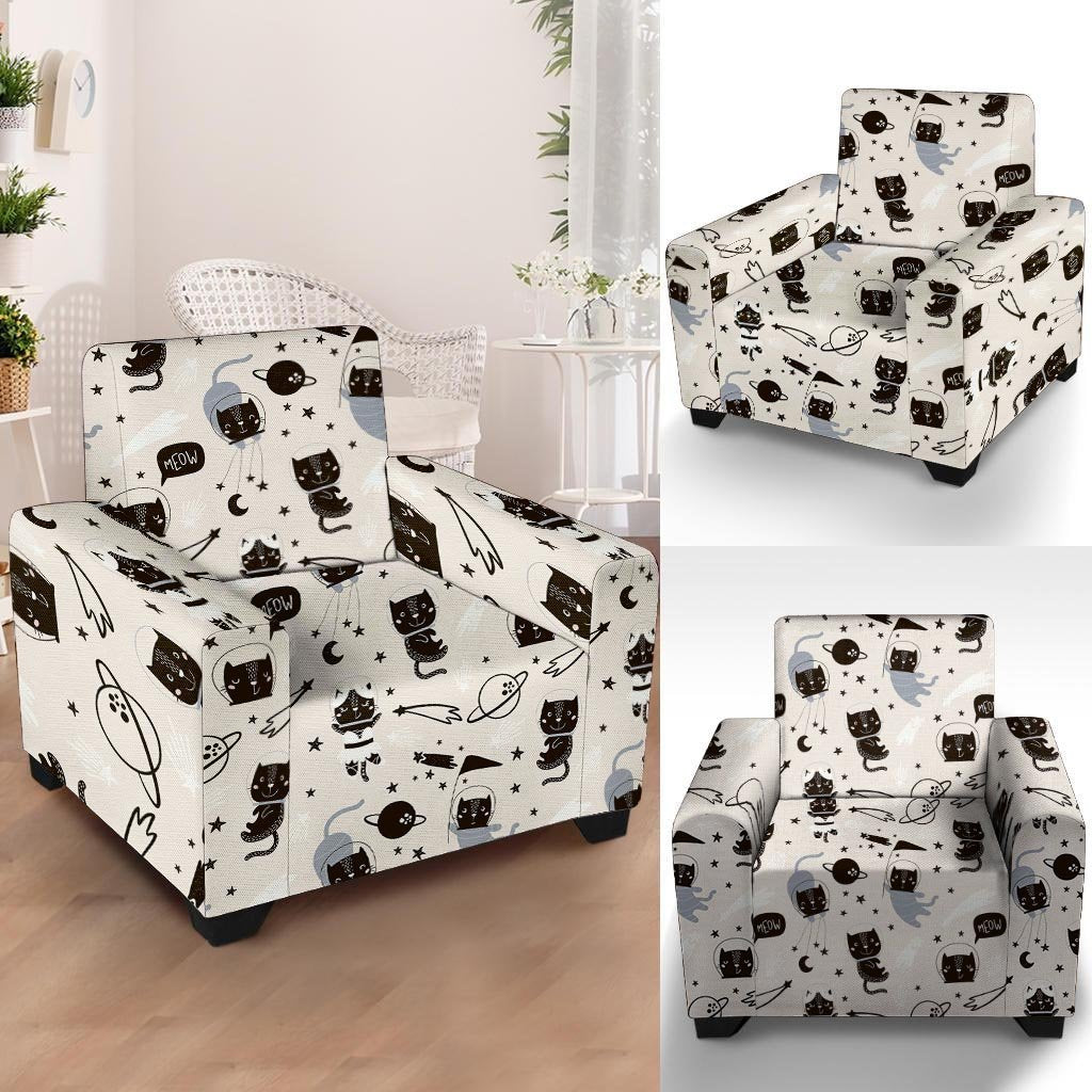 Cute Meow Astronaut Cat Print Armchair Cover-grizzshop