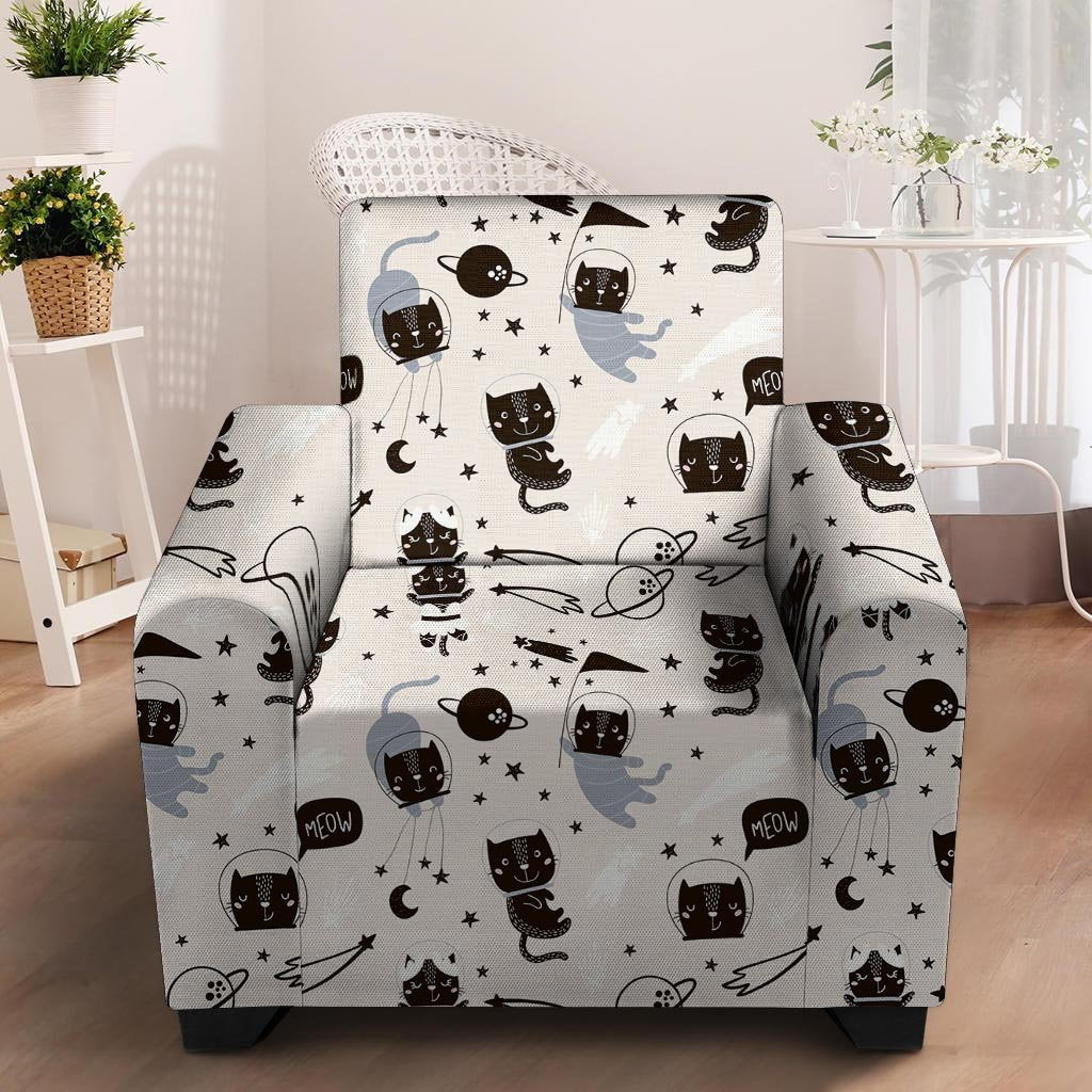 Cute Meow Astronaut Cat Print Armchair Cover-grizzshop