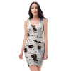 Cute Meow Astronaut Cat Print Bodycon Dress-grizzshop