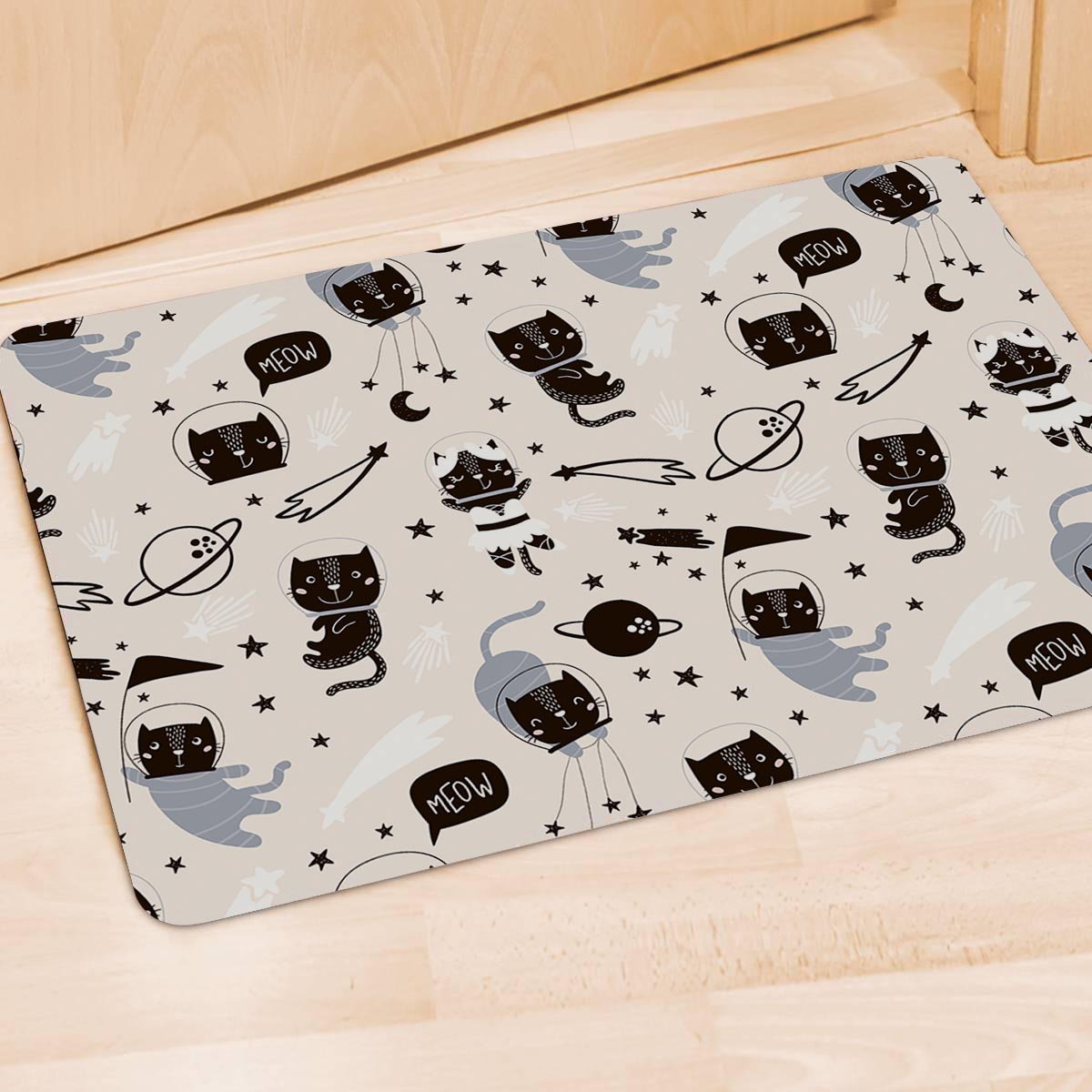 Cute Meow Astronaut Cat Print Door Mat-grizzshop