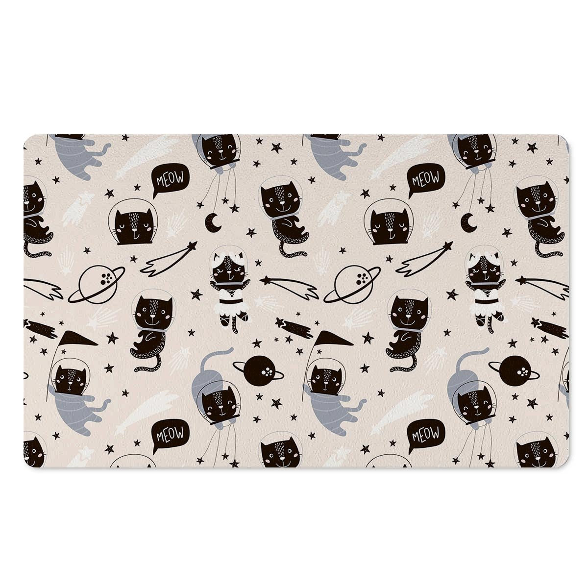 Cute Meow Astronaut Cat Print Door Mat-grizzshop