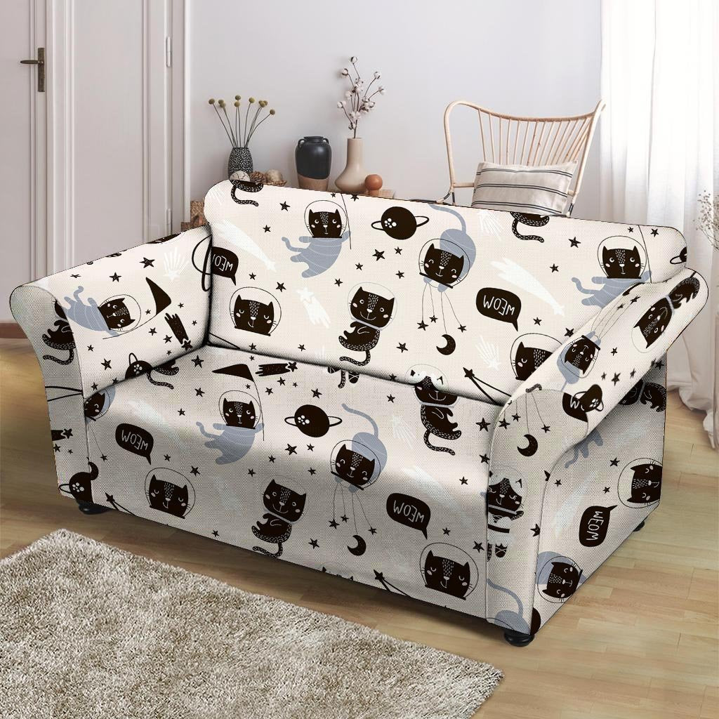 Cute Meow Astronaut Cat Print Loveseat Cover-grizzshop