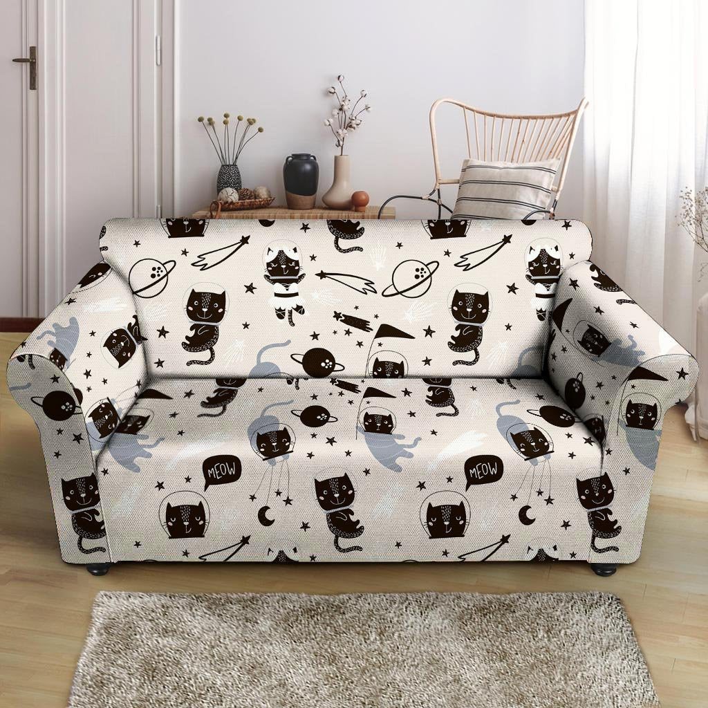 Cute Meow Astronaut Cat Print Loveseat Cover-grizzshop