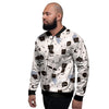 Cute Meow Astronaut Cat Print Men's Bomber Jacket-grizzshop