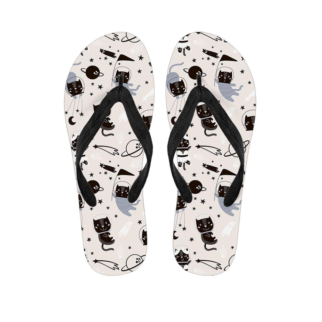 Cute Meow Astronaut Cat Print Men's Flip Flops-grizzshop