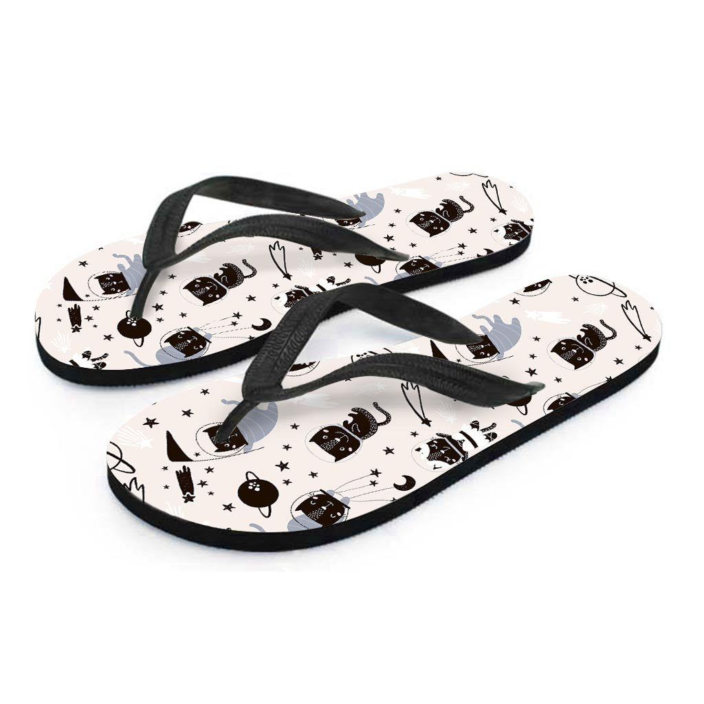 Cute Meow Astronaut Cat Print Men's Flip Flops-grizzshop