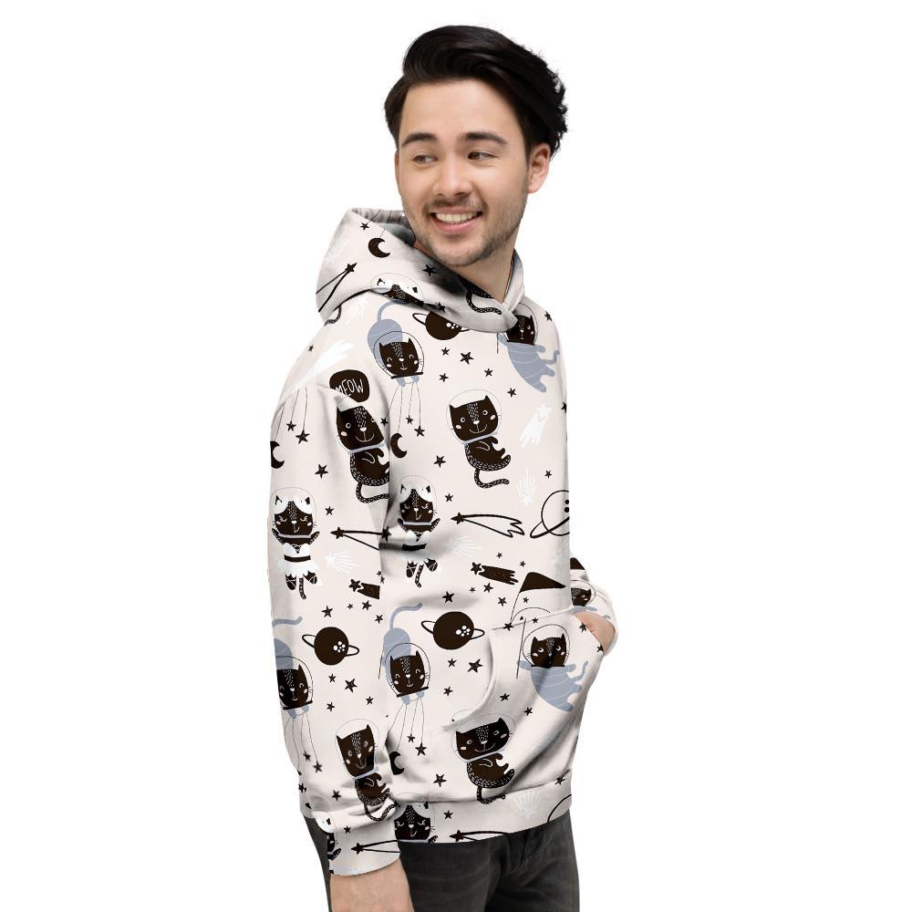 Cute Meow Astronaut Cat Print Men's Hoodie-grizzshop